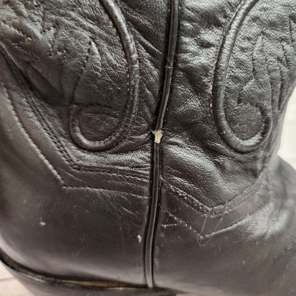 Dan Post Black Leather Western Heeled Cowboy Boots - Picture 6 of 8